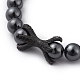 Bracelets extensibles avec perles en agate noire naturelle BJEW-JB04793-2