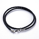 Two Loops Braided Leather Cord Wrap Bracelets BJEW-F291-28P-1