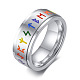 Regenbogenfarbe Stolz Flagge Rune Worte Odin Skandinavier Wikinger Amulett Emaille drehbarer Ring RABO-PW0001-037E-1