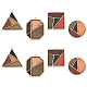 SuperZubehör 8 Stück 4 Stil Anhänger aus gefärbtem Holz Holzanhänger mit geometrischem Muster Holzanhänger mit LegierungsZubehörn für die Schmuckherstellung von Halskettenohrringen FIND-FH0004-20-1