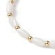 Braccialetti elasticizzati con perline ovali intrecciate con conchiglia naturale da donna BJEW-JB10059-3