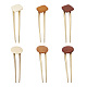 Biyun 6Pcs 6 Style Zinc Alloy Hair Forks, with Wooden Decoration, Mixed Color, 1pc/style