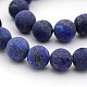 Dyed Frosted Natural Lapis Lazuli Round Bead Strands G-M272-15-10mm-1
