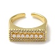 Rectangle Rack Plating Brass Micro Pave Clear Cubic Zirconia Open Cuff Rings RJEW-M162-09G-2