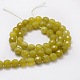 Faceted Round Natural Olive Jade Bead Strands G-L437-29-8mm-2