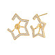 Brass Micro Pave Clear Cubic Zirconia Stud Earring Findings KK-S364-056-3