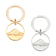Unicraftale 2Pcs 2 Colors Round Ring with Mountain 304 Stainless Steel Pendant Keychain KEYC-UN0001-15-1