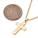 Natural Shell Cross Pendant Necklace with 304 Stainless Steel Chains NJEW-JN04435-3