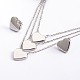 Heart 304 Stainless Steel Tri-Tiered Necklaces and Ear Studs Jewelry Sets SJEW-P110-01-2