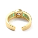 Green Cubic Zirconia Flat Round Open Cuff Ring for Women RJEW-C018-10G-3