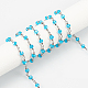 Olycraft 33 pieds rondes chaînes de perles de verre à facettes avec épingle à œil en laiton chaînes de perles faites à la main chaînes en laiton non soudées pour colliers bracelets fabrication de bijoux -5 couleurs AJEW-OC0001-77-5