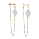 Natural Aquamarine Chip Beads Dangle Stud Earrings for Women EJEW-TA00028-01-1