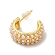 Boucles d'oreilles en laiton en forme de C plaquées en rack avec perles d'imitation en plastique pour femmes EJEW-G342-07G-1