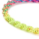 Bracciale regolabile intrecciato in poliestere color arcobaleno da donna BJEW-F454-03-3