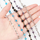 Olycraft 33 pieds rondes chaînes de perles de verre à facettes avec épingle à œil en laiton chaînes de perles faites à la main chaînes en laiton non soudées pour colliers bracelets fabrication de bijoux -5 couleurs AJEW-OC0001-77-3