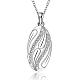 Silver Color Plated Brass Cubic Zirconia Oval Pendant Necklaces NJEW-BB10233-1