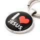 Ich liebe Jesus-Symbol-Schlüsselanhänger aus Glas mit Jesus-Fisch-Anhänger aus Legierung KEYC-G058-01A-2