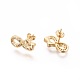 Brass Micro Pave Cubic Zirconia Stud Crawler Earrings EJEW-L229-04G-2