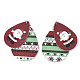 クリスマステーマpuレザービッグペンダント  プラチナトーンアイアンジャンプリング付き  ティアドロップ  サンタクロースと  カラフル  56.5x37x3mm  穴：5mm FIND-R080-08-2