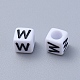 Lettre w lettre blanche acrylique cube perles X-PL37C9308-W-3