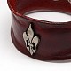 De aleación de estilo casual unisex de moda de la flor de lis del cordón de cuero tachonado pulseras amplia de pulseras BJEW-L285-04-2