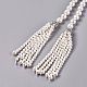 Electroplated Shell Beaded Tassel Necklaces NJEW-G329-03A-2