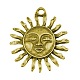 Antique Golden Metal Alloy Sun Pendants X-PALLOY-A15444-AG-NF-1