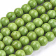 1 filo di perline sintetiche turchesi tonde verde lime tinte X-TURQ-G106-6mm-02B-1