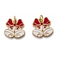 Real 18K Gold Plated Brass Enamel Charms KK-A154-13G-2