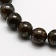 Runde natürlichen Bronzit Perlen Stränge X-G-P059B-01-2