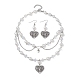 Set di gioielli a forma di cuore in lega di stile tibetano SJEW-JS01287-1