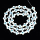パールシェルビーズの天然な白いシェルマザーオブパール  シリコーンと  眼と交差する  ライトスカイブルー  10x7x2.5mm  穴：0.9mm SHEL-N026-156-2