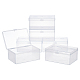 Superfindings6パック透明プラスチックビーズ収納容器蓋付きボックス12.2x8.3x5.5cm小さな長方形のプラスチックオーガナイザービーズジュエリーオフィスクラフト用収納ケース CON-WH0074-62-1