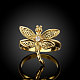 Trendy Gold Plated Dragonfly Brass Cubic Zirconia Finger Rings RJEW-BB01644-8G-2
