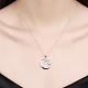 Silver Color Plated Brass Cubic Zirconia Moon and Star Pendant Necklaces NJEW-BB16164-7