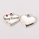 Wedding Theme Antique Silver Tone Tibetan Style Heart with Ring Bearer Rhinestone Charms TIBEP-N005-15D-1