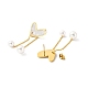 Boucles d'oreilles pendantes en forme de cœur coquillage avec perle acrylique EJEW-P203-11G-2