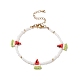 Glass Seed Braided Watermelon Charms Bracelet for Women BJEW-TA00140-02-1