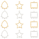 Dicosmétique 36 pièces 6 style étoile et rectangle et larme 201 liens de composants de lustre en acier inoxydable STAS-DC0003-82-2