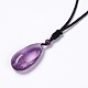Natural Amethyst Pendant Necklace with Nylon Cord for Women G-G993-C01-2