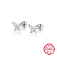 Rhodium Plated 925 Sterling Silver Micro Pave Cubic Zirconia Stud Earrings EZ7349-1-1