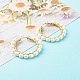 Orecchini a cerchio in ottone con perle di perle naturali EJEW-JE04565-4