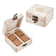 木製フィンガーリングボックス  ロック付き  フリップボックス  単語mr＆mrsの長方形  アンティークホワイト  10.7x10.05x5.1cm OBOX-WH0007-15-3