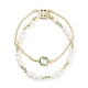 Natural Pearl & Glass Beaded Multi-strand Bracelet with Brass Cable Chains for Women BJEW-TA00077-01-1