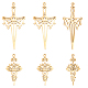 Beebeecraft 12Pcs 2 Style Sword Charms 18K Gold Plated Stainless Steel Hollow Lotus Flower Sword Charms for Jewelry Making DIY Craft Supplies STAS-BBC0001-59-1