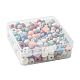 256 pièces 6 styles de perles en bois d'érable naturel peintes par pulvérisation WOOD-FS0001-10-6