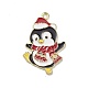 合金クリスマススタイルペンダント  ペンギン  ホワイト  32.5x22x1.3mm  穴：1.8mm PALLOY-O108-01LG-04-1