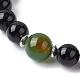 Natural Dyed Peacock Agate & Black Onyx Round Beaded Stretch Bracelets BJEW-TA00408-2