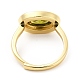 Rack Plating Brass Micro Pave Olive Drab Cubic Zirconia Oval Adjustable Rings RJEW-E064-21G-4