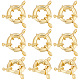 Beebeecraft 1 Box 10Pcs Spring Ring Clasps 18K Gold Plated Closed Ring Clasps with 2 Holes 13mm in Diameter for DIY Jewelry Making KK-BBC0005-67G-1